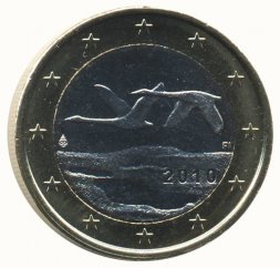 Финляндия 1 евро 2010 год - Летящие лебеди