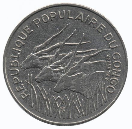 Конго 100 франков 1985 год