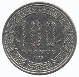Конго 100 франков 1985 год