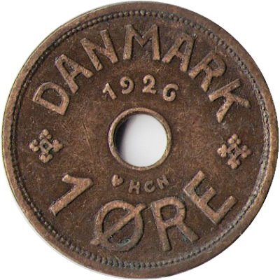 Дания 1 эре 1926 год - Король Кристиан X