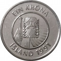 Исландия 1 крона 1991 год - Треска