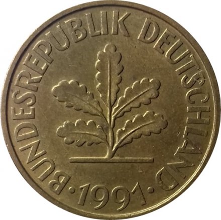 ФРГ 10 пфеннигов 1991 год (F)