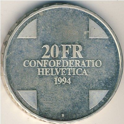 Швейцария 20 франков 1994 год - Мост дьявола (Чертов мост) через реку Рейс