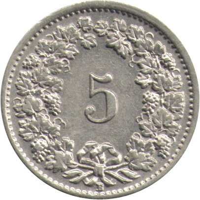 Швейцария 5 раппенов 1939 год