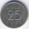 Швеция 25 эре 1955 год - Король Густав VI Адольф