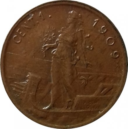 Италия 1 чентезимо 1909 год