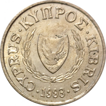 Кипр 10 центов 1993 год - Ваза с двумя птицами