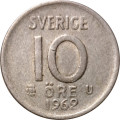 Швеция 10 эре 1962 год (корона, серебро)