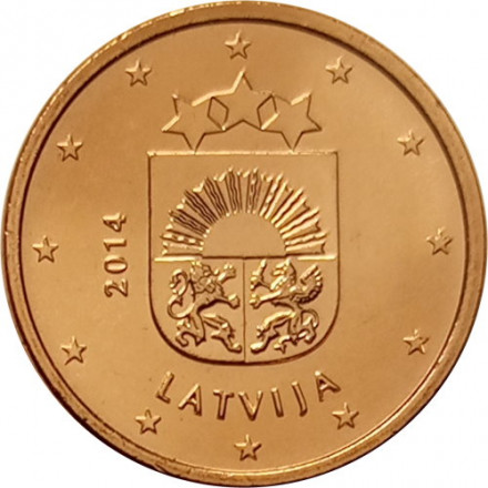Латвия 1 евроцент 2014 год UNC