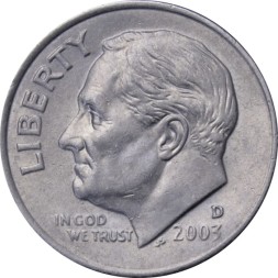 США 1 дайм (10 центов) 2003 год - Франклин Рузвельт (D) 