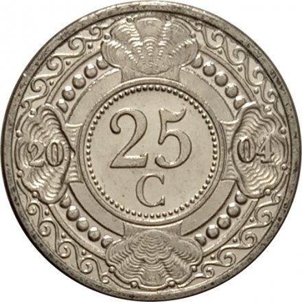Антильские острова 25 центов 2004 год - Цветок апельсинового дерева