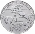 Андорра 10 динеров 1989 год - Чемпионат мира по футболу 1990 /карта Италии/