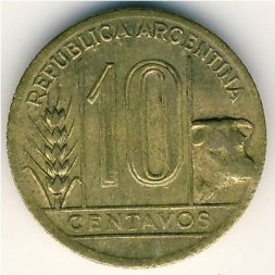 Аргентина 10 сентаво 1945 год