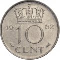 Нидерланды 10 центов 1962 год