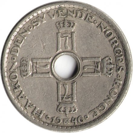 Норвегия 1 крона 1946 год - Король Хокон VII