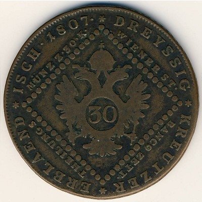Австрия 30 крейцеров 1807 год