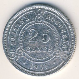 Британский Гондурас 25 центов 1907 год