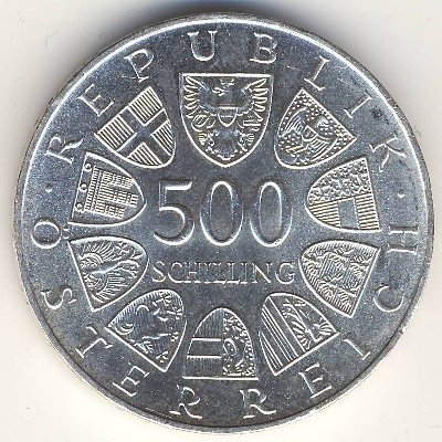 Австрия 500 шиллингов 1984 год