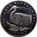 Остров Мэн 1 крона 1995 год - Заповедник планета Земля. Белые цапли