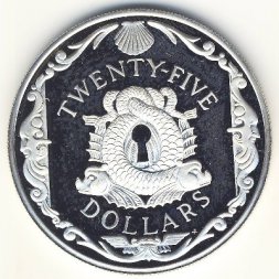 Виргинские острова 25 долларов 1988 год