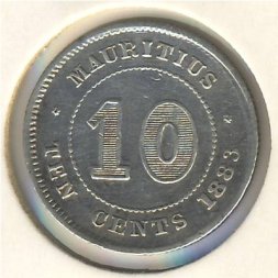 Маврикий 10 центов 1883 год
