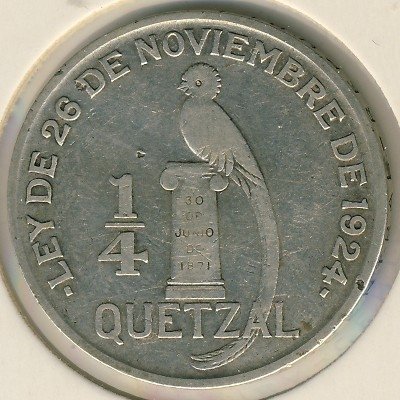 Гватемала 1/4 кетсаля 1928 год