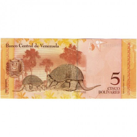 Венесуэла 5 боливар 2009 год - Педро Камеджо. Гигантский броненосец UNC