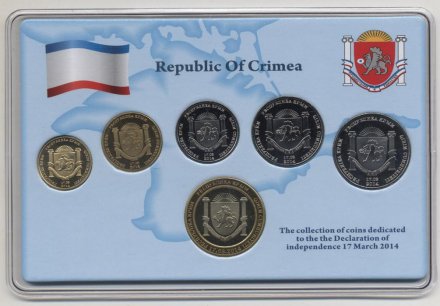 Набор из 6 жетонов 2014 год Республика Крым (в буклете, конверт)