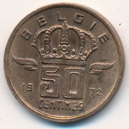 Бельгия 50 сантимов 1972 год BELGIE