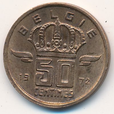 Бельгия 50 сантимов 1972 год BELGIE