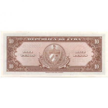 Куба 10 песо 1960 год - UNC