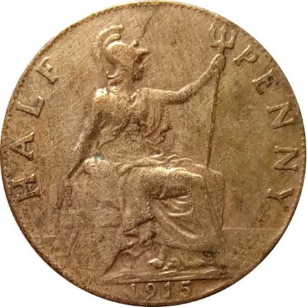 Великобритания 1/2 пенни 1915 год