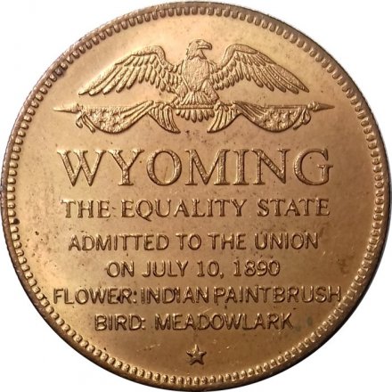 Жетон США. Wyoming. The 44th state
