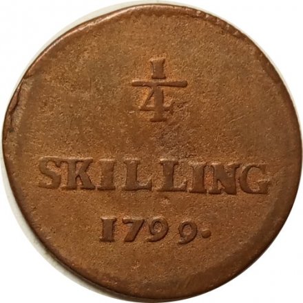 Швеция 1/4 скиллинга 1799 год