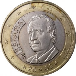 Испания 1 евро 2009 год - Хуан Карлос I
