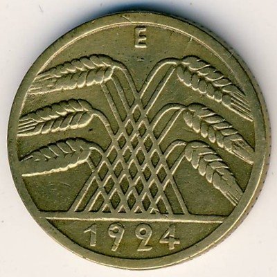 Веймарская республика 10 рентенпфеннигов 1924 год (E)