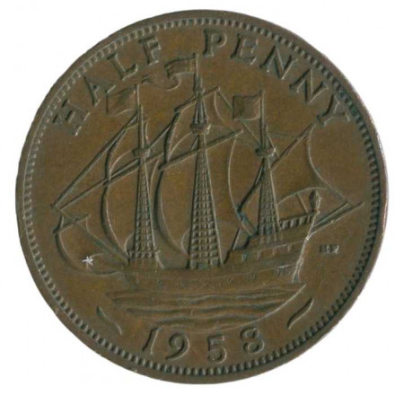 Великобритания 1/2 пенни 1958 год - Золотая лань