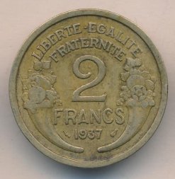 Франция 2 франка 1937 год