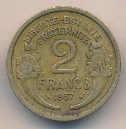 Франция 2 франка 1937 год