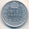 Великобритания 6 пенсов 1889 год