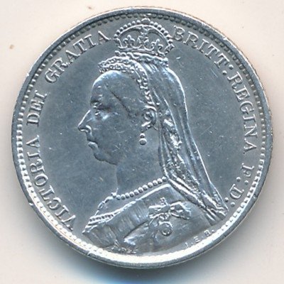 Великобритания 6 пенсов 1889 год