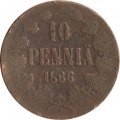 Финляндия 10 пенни 1866 год - F