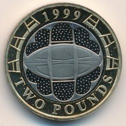Великобритания 2 фунта 1999 год - Чемпионат мира по регби (Proof)