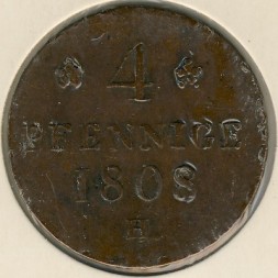 Саксония 4 пфеннига 1808 год