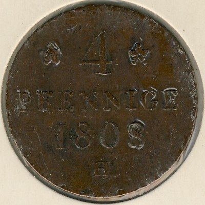 Саксония 4 пфеннига 1808 год