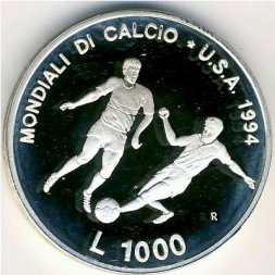 Сан-Марино 1000 лир 1994 год - ЧМ по футболу