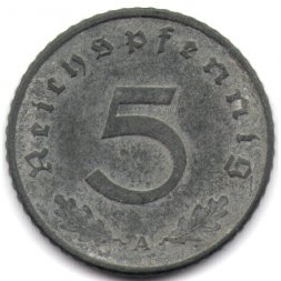 Третий Рейх 5 рейхспфеннигов 1942 год (A)