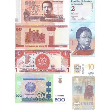 Набор из 26 банкнот разных стран мира с 1991 по 2022 год (UNC)