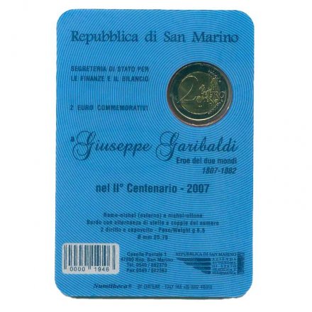 Сан-Марино 2 евро 2007 год - Джузеппе Гарибальди