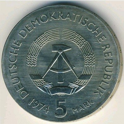 ГДР 5 марок 1974 год - 100 лет со дня смерти Иоганна Филиппа Рейса